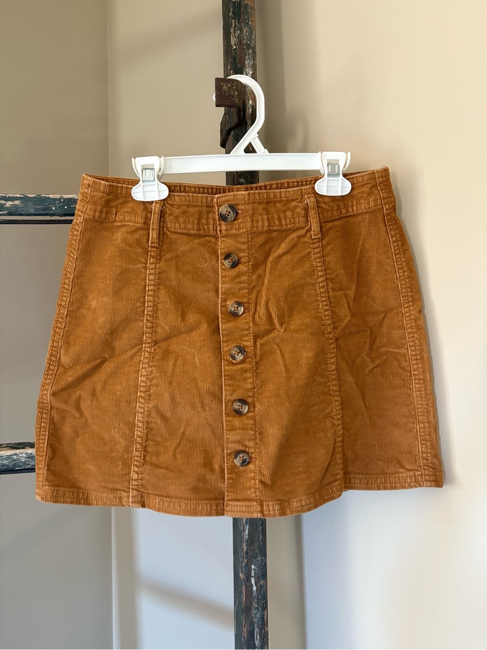 American Eagle Outfitters Chestnut Button-Front Corduroy Mini Skirt